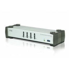 Aten CS1914 Commutateur KVM DisplayPort 4 ports USB 3.0 - Résolution 4K à 30 Hz - Hub USB 3.1 - Câbles inclus