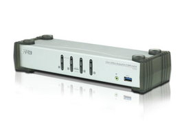Aten CS1914 Commutateur KVM DisplayPort 4 ports USB 3.0 - Résolution 4K à 30 Hz - Hub USB 3.1 - Câbles inclus