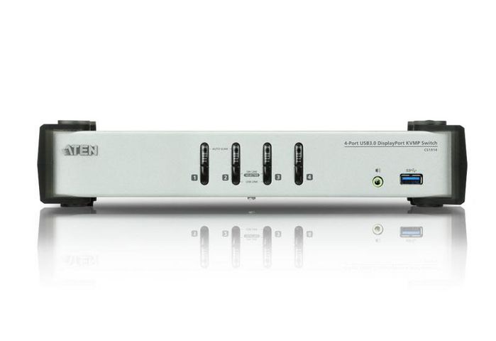 Aten CS1914 Commutateur KVM DisplayPort 4 ports USB 3.0 - Résolution 4K à 30 Hz - Hub USB 3.1 - Câbles inclus