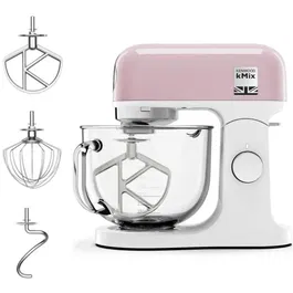 Kenwood KMX754PP Robot Pâtissier Multifonction - 1000W, Bol Verre 5L, 2 Sorties Accessoires, 15 Accessoires Inclus, Variateur 6 Positions, Rose Pastel