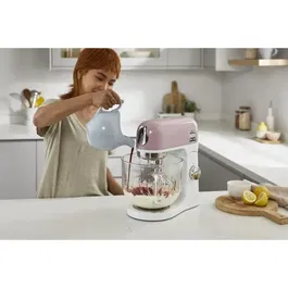 Kenwood KMX754PP Robot Pâtissier Multifonction - 1000W, Bol Verre 5L, 2 Sorties Accessoires, 15 Accessoires Inclus, Variateur 6 Positions, Rose Pastel
