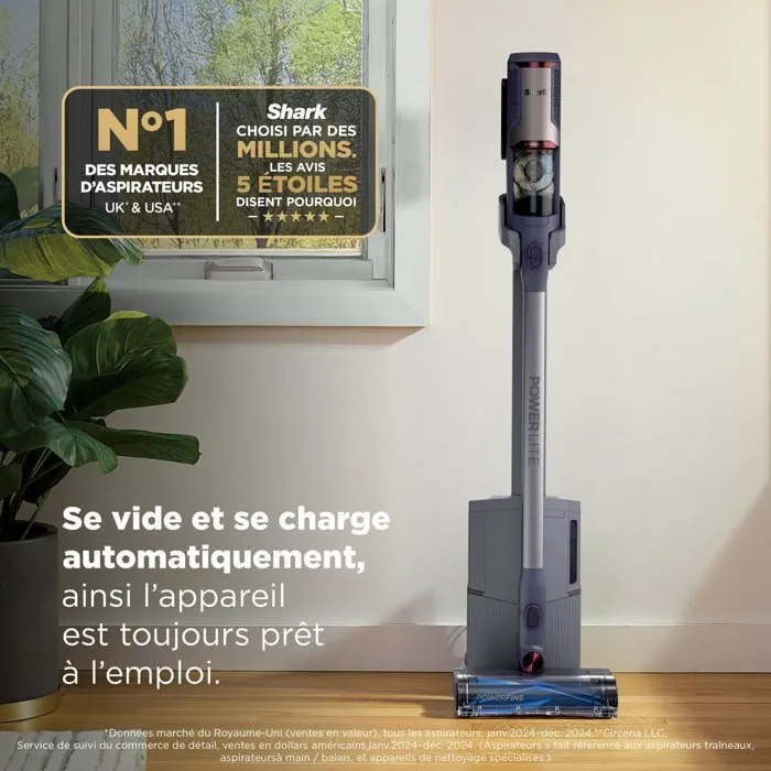 Shark PowerLite BU3621EUT - Aspirateur Balai sans fil avec Vidage automatique