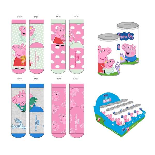 Cerdá Pack de 4 paires de chaussettes enfant motif Peppa Pig Taille unique pointure 23-26