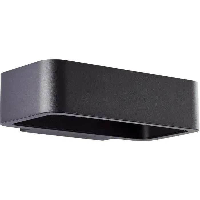 Brilliant GOLDA Applique extérieure murale LED 7W 510lm 3000K IP54 noir métal/verre - H.5,5xP.13,1xL.22cm
