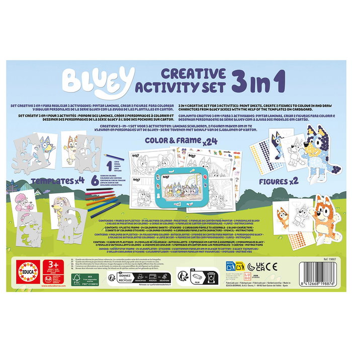 Educa Set créatif Bluey - Décoration et modelage des personnages - 3 activités Educa Set créatif Bluey - Décoration et modelage des personnages - 3 activités