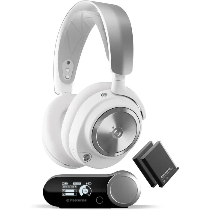 Steelseries Arctis Nova Pro Casque-micro Gaming Sans Fil avec Réduction Active du Bruit - Blanc