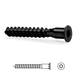 HERRAJES ALK Vis autorroscante pour bois, tête plate, Allen, noir