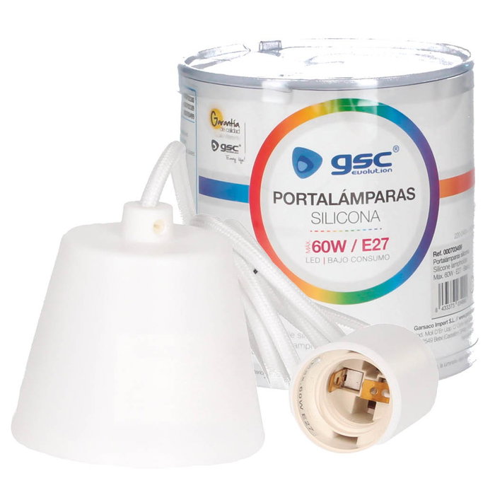 GSC Evolution Lámpara colgante silicona E27 1M Blanco