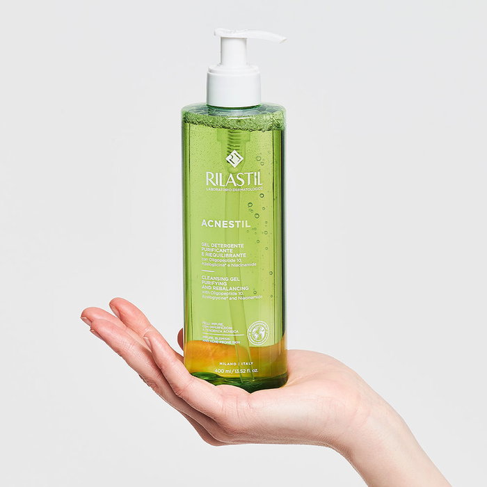 Rilastil ACNESTIL Gel Nettoyant Purifiant pour Peaux Grasses et Imperfections, 400 ml