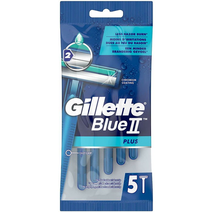 Gillette Blue II Plus Lames de rasoir jetables, 5 unités Gillette Blue II Plus Lames de rasoir jetables, 5 unités