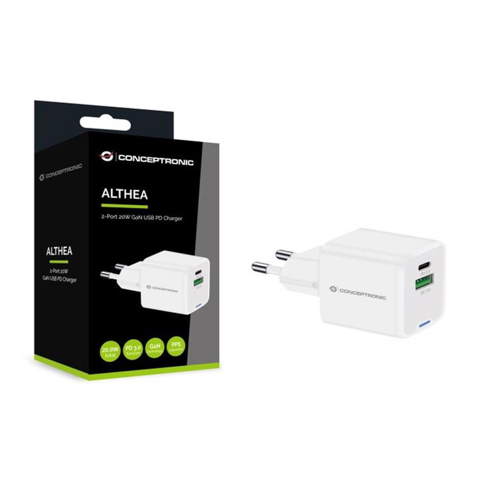 Conceptronic ALTHEA15W Chargeur mural 15 W 20 W Blanc Conceptronic ALTHEA15W Chargeur mural 15 W 20 W Blanc