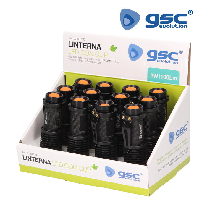 GSC Evolution Lampe de poche avec clip 3W GSC Evolution Lampe de poche avec clip 3W