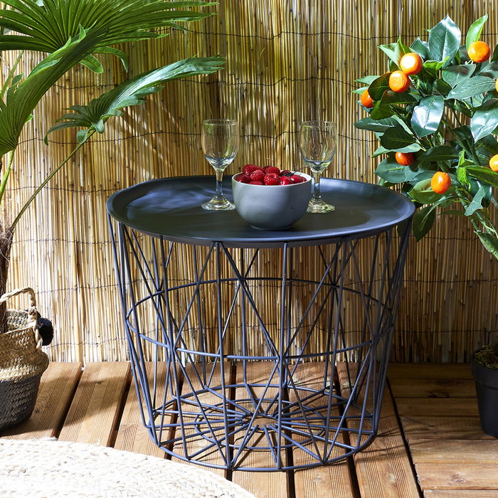 Home Deco Factory Mesa Auxiliar Metal Gris