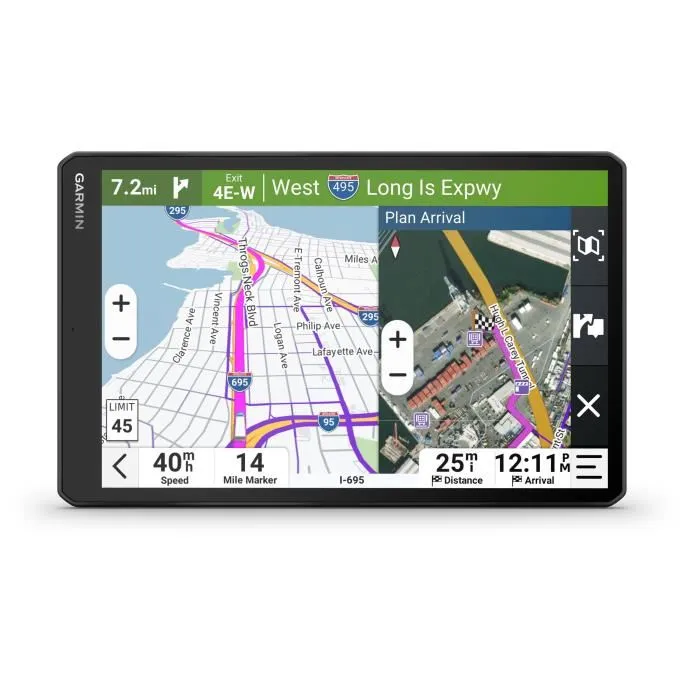 Garmin Dezl LGV1020 - GPS poids-lourds 10 pouces, écran tactile IPS, navigation Europe avec communauté, informations parkings et quais, 2h autonomie