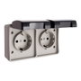 Solera Base double T/TL étanche IP44 16A 250V Gris Noir - Prise de surface 2P+T