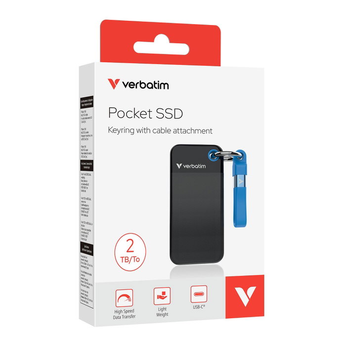 Verbatim Pocket SSD externe 2 To - Noir / Bleu Verbatim Pocket SSD externe 2 To - Noir / Bleu