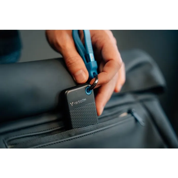 Verbatim SSD Externe Pocket 2 To - Stockage Flash, Portable, Noir/Bleu, USB-C, Haute Performance