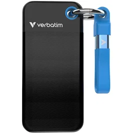 Verbatim SSD Externe Pocket 2 To - Stockage Flash, Portable, Noir/Bleu, USB-C, Haute Performance
