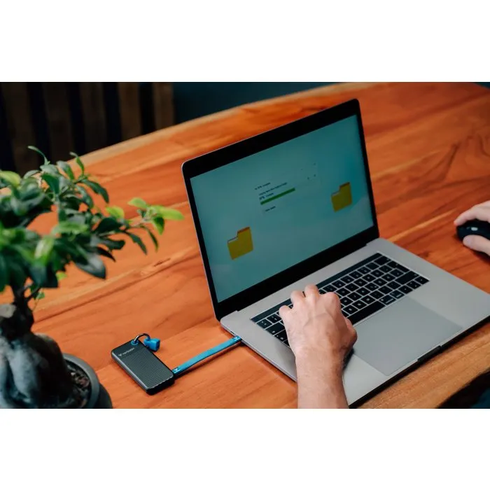 Verbatim SSD Externe Pocket 2 To - Stockage Flash, Portable, Noir/Bleu, USB-C, Haute Performance