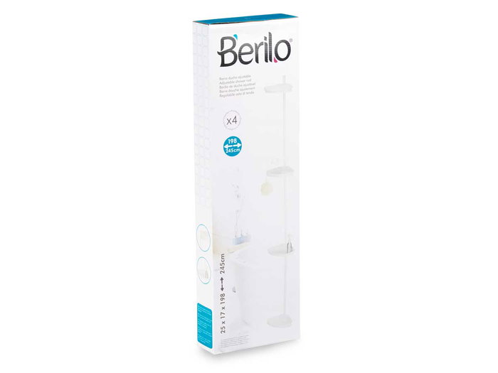 Berilo Barre de Douche Métallique Extensible 4 Étagères 69x7x16 cm (Set de 4)