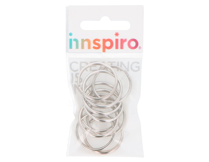 Innspiro Set de 10 anneaux doubles métalliques argentés 25mm