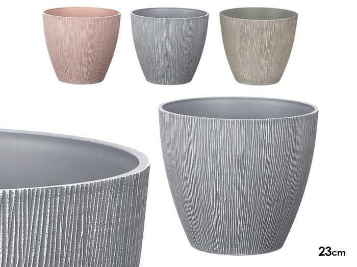 IBERGARDEN Pot conique 23 cm avec relief, lot de 3 couleurs IBERGARDEN Pot conique 23 cm avec relief, lot de 3 couleurs