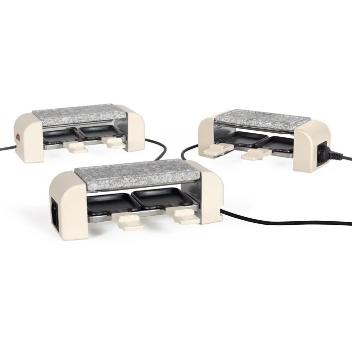Livoo DOC310C - Appareil à raclette 450 W pour 2 personnes, thermostat automatique et modulable jusqu'à 8 convives, éléments amovibles
