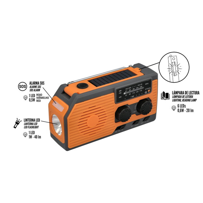 WOLFPACK LINEA PROFESIONAL Lanterne LED d'urgence solaire avec radio