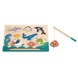 TACHAN Puzzle Magnétique de Pêche en Bois FSC - Jeu d'Animaux Marins avec Canne à Pêche - Version Multilingue (Anglais, Français, Allemand, Italien, Portugais, Espagnol)