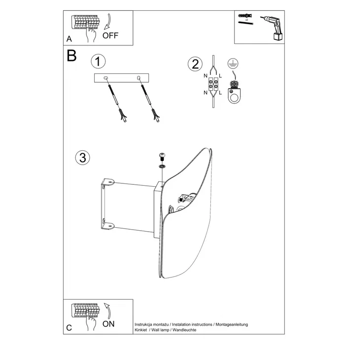 TILA Applique murale SOL-SL.1020, projecteur décoratif blanc ou noir, 40 cm