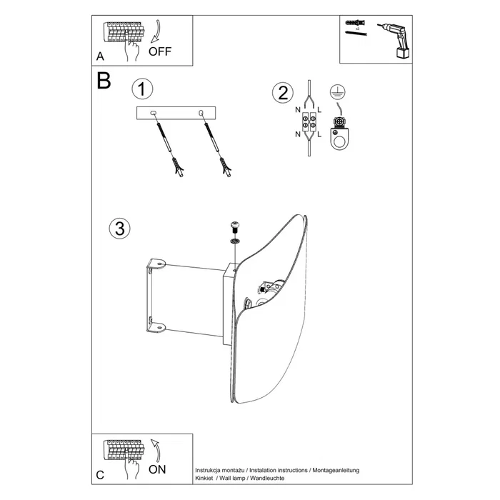 TILA Applique murale SOL-SL.1020, projecteur décoratif blanc ou noir, 40 cm