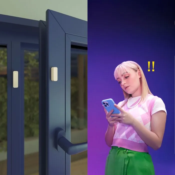 WiZ - Lot de 2 capteurs de contact pour surveillance domotique - Alertes et notifications sur application - WLAN/Bluetooth