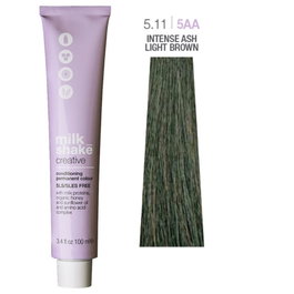Milk Shake Creative Teinture Permanente pour Cheveux 5.115AA Châtain Clair Cendré Intense 100 ml Sans SLS/SLES