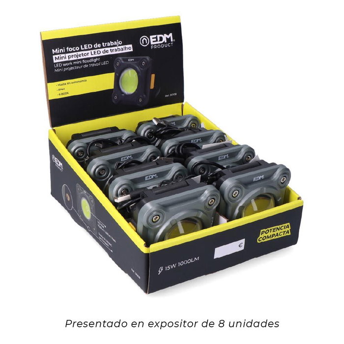 Edm Mini Projecteur LED de Travail COB 15 W 1000 lm Edm Mini Projecteur LED de Travail COB 15 W 1000 lm