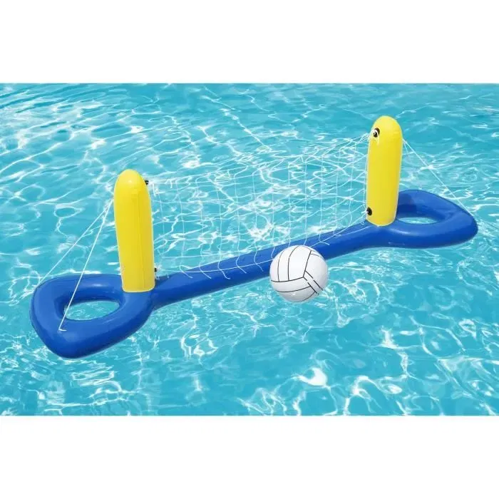 Bestway 52133 Filet de Volley-Ball Flottant Gonflable pour Piscine - 244 x 64 x 76 cm avec Ballon - PVC Bleu pour Adultes et Enfants