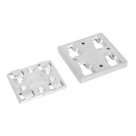RUJZ Jeu de plaques d'engrenage à coin pour pieds de table 80x80 mm, Nickel satiné