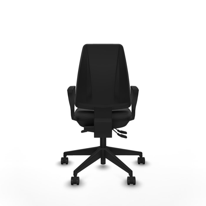 Chaise Elche Asynchrone Cuir écologique Gris foncé Base pyramidale noire Accoudoirs fixes Sans appui-tête Roulettes 65mm nylon Chaise Elche Asynchrone Cuir écologique Gris foncé Base pyramidale noire Accoudoirs fixes Sans appui-tête Roulettes 65mm nylon