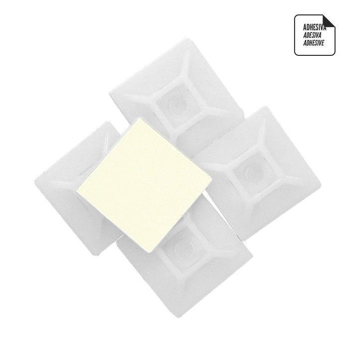 WOLFPACK LINEA PROFESIONAL Base Adhésive Pour Colliers de Serrage 19x19 mm, Blanche, 100 Unités