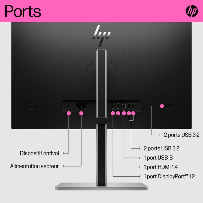 HP Écran Tactile PC Professionnel 23,8 Pouces FHD IPS 75 Hz - Modèle E24t G5 avec Réglage Ergonomique, Ports USB et Conception Écoresponsable