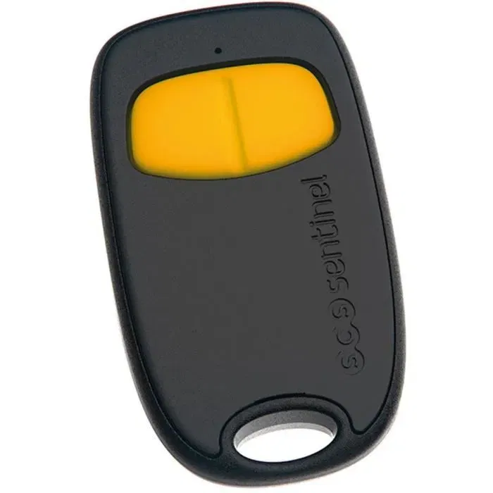 SCS Sentinel Télécommande 2 canaux SimplyControl Jaune - Portée 40m, Fréquence 433.92 MHz, Pile CR2032 incluse
