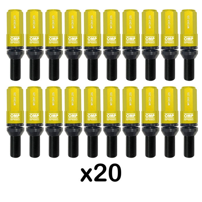 Omp Speed Jeu De 20 Vis M14x1.25 Avec Protecteur En Aluminium 7075 Colore Jaune Longueur 28 mm Clé 17-19 mm OMPS09971409 Omp Speed Jeu De 20 Vis M14x1.25 Avec Protecteur En Aluminium 7075 Colore Jaune Longueur 28 mm Clé 17-19 mm OMPS09971409