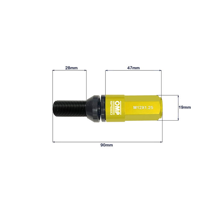 Omp Speed Jeu De 20 Vis M14x1.25 Avec Protecteur En Aluminium 7075 Colore Jaune Longueur 28 mm Clé 17-19 mm OMPS09971409 Omp Speed Jeu De 20 Vis M14x1.25 Avec Protecteur En Aluminium 7075 Colore Jaune Longueur 28 mm Clé 17-19 mm OMPS09971409