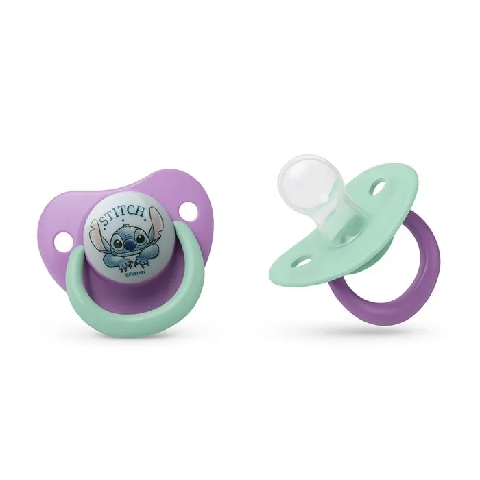 Thermobaby - Lot de 2 Sucettes Anatomiques Lilo & Stitch en Silicone sans BPA - Pour Bébés 6 Mois et Plus - avec Clip de Protection