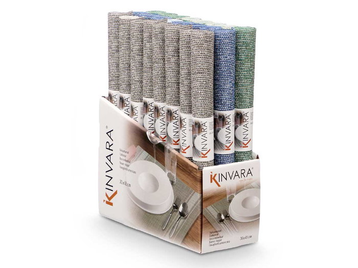 Kinvara Set de 3 Salvamantels 30x45 cm PVC et Polyester - Couleurs Assorties Aléatoires (Set de 48)