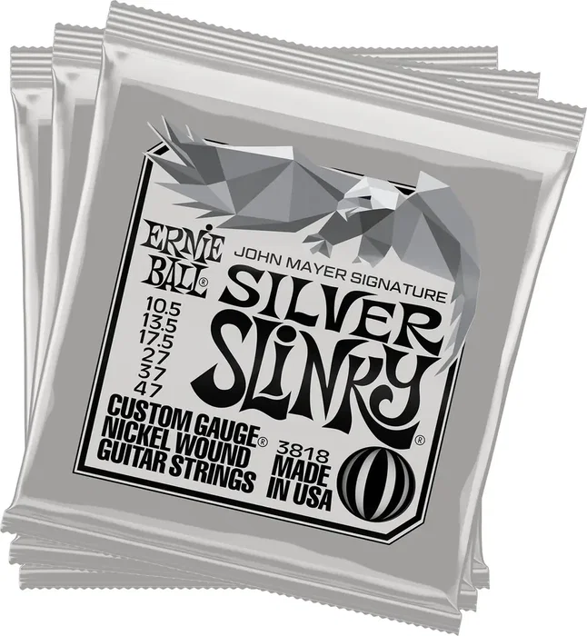 Ernie Ball Silver Slinky John Mayer Signature 10,5-47 Pack 3 Cordes Électriques