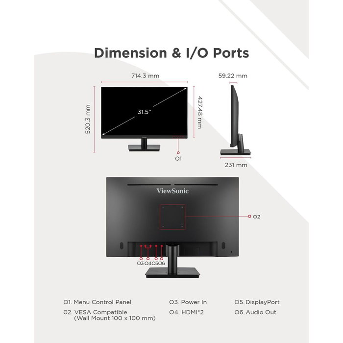 Monitor Gaming ViewSonic VA VS19992 4K Ultra HD 32"