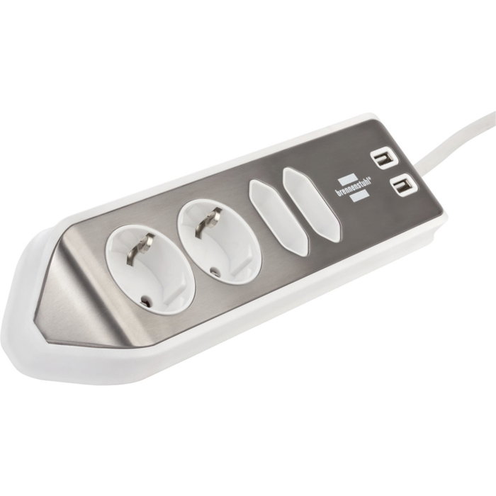 Brennenstuhl Estilo Corner Multiprise 4 voies Argent/Blanc