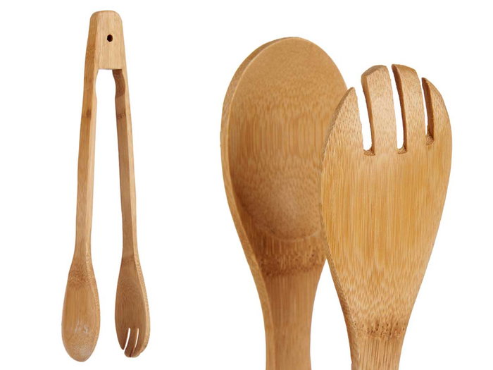 KINVARA Ensemble d'ustensiles de cuisine en bambou - 24 pièces