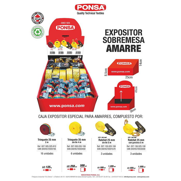 Ponsa Expositor sobre mesa amarre 027,659,001,001