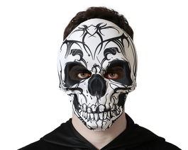 Masque de squelette style tribal en EVA blanc et noir pour Halloween, cosplay, fêtes déguisées